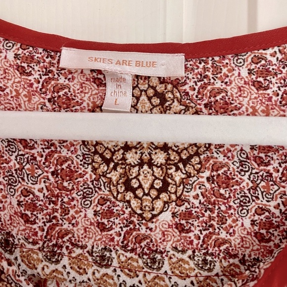 Skies Are Blue orange and cream patterned blouse - Picture 6 of 10